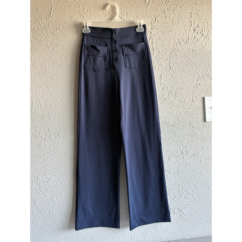 Halara XS Petite Wide Leg High Waist Navy Stretch Pants Button Front NWT - Picture 9 of 16